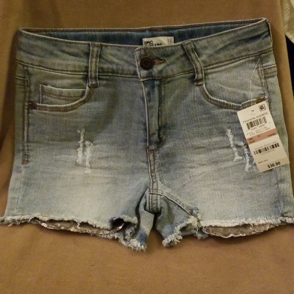 Denim Raw edge shorts